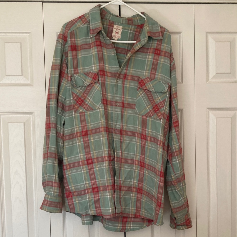 Plaid Button-Up Shirt - Red and Green